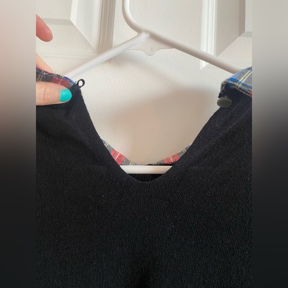 J. Crew Black Top with Red Plaid Collar - Picture 9 of 11